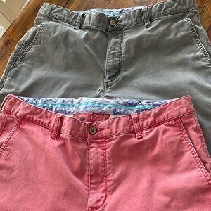 Tommy Bahama Boracay Chino Shorts salmon pink dye and gray dye size 34 bundle